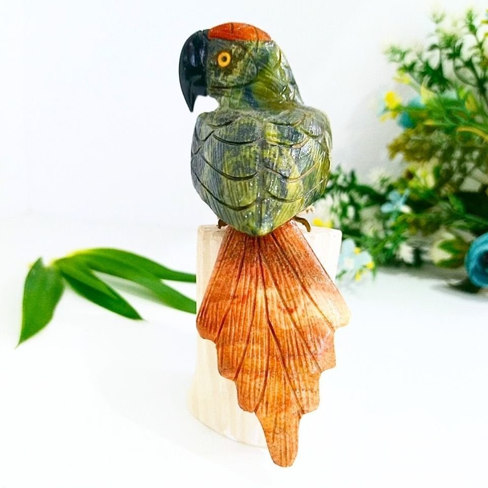 Doğal Taş Carving Papağan Obje - MNR1008