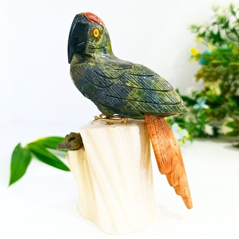 Doğal Taş Carving Papağan Obje - MNR1008