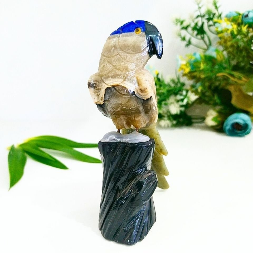 Doğal Taş Carving Papağan Obje - MNR1010