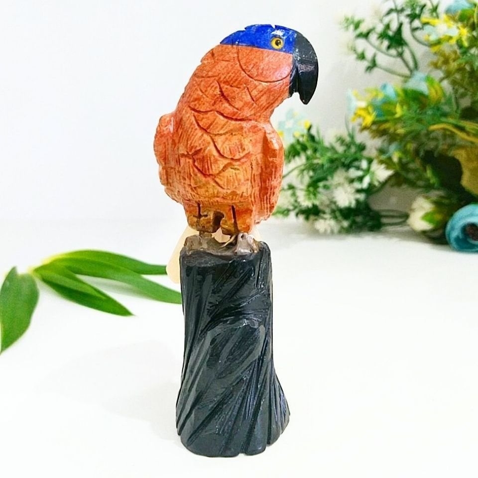 Doğal Taş Carving Papağan Obje - MNR1011