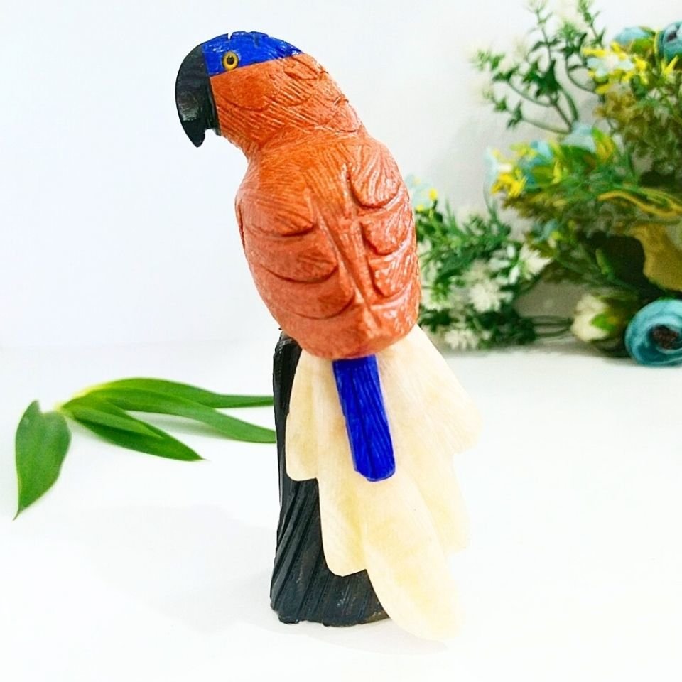 Doğal Taş Carving Papağan Obje - MNR1011