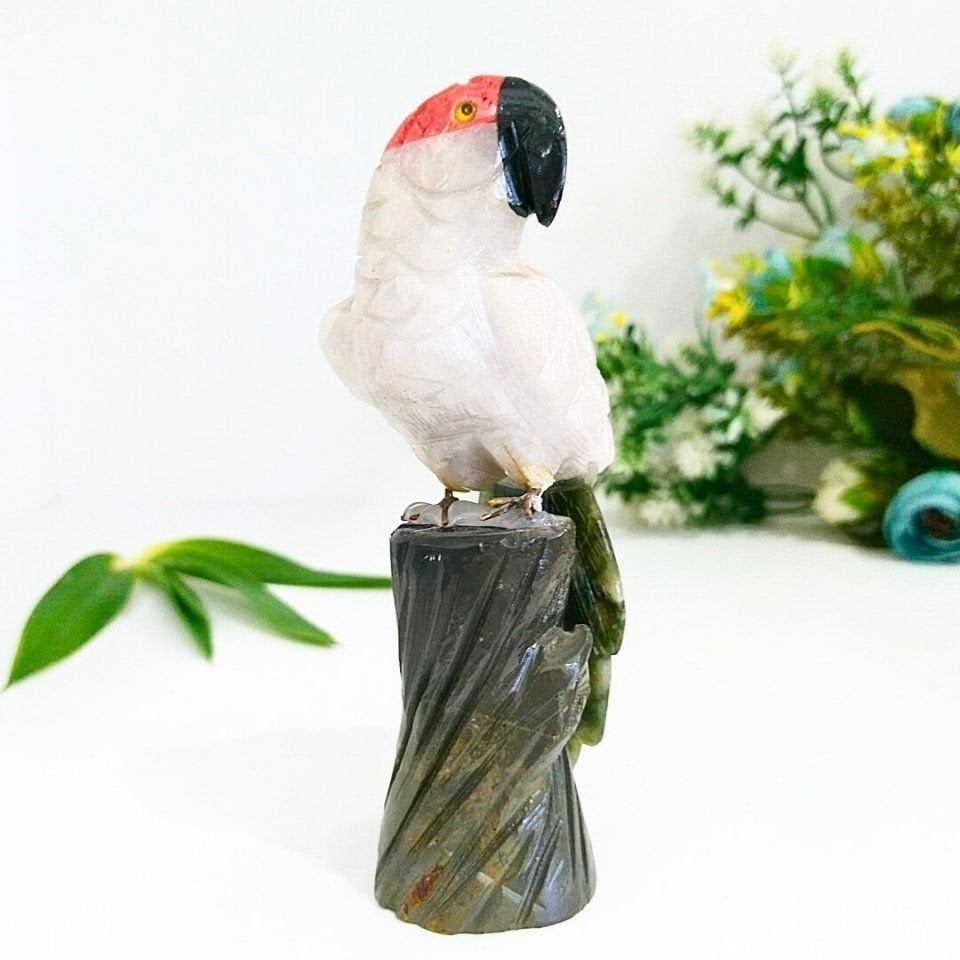 Doğal Taş Carving Papağan Obje - MNR1013