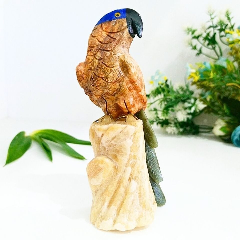 Doğal Taş Carving Papağan Obje - MNR1014