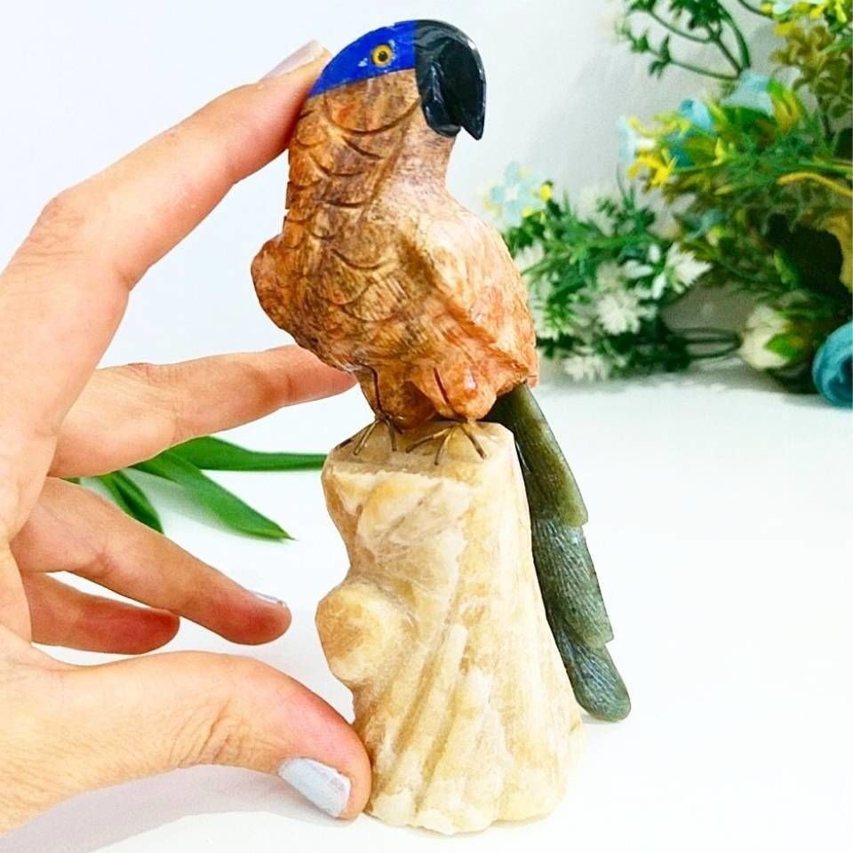 Doğal Taş Carving Papağan Obje - MNR1014