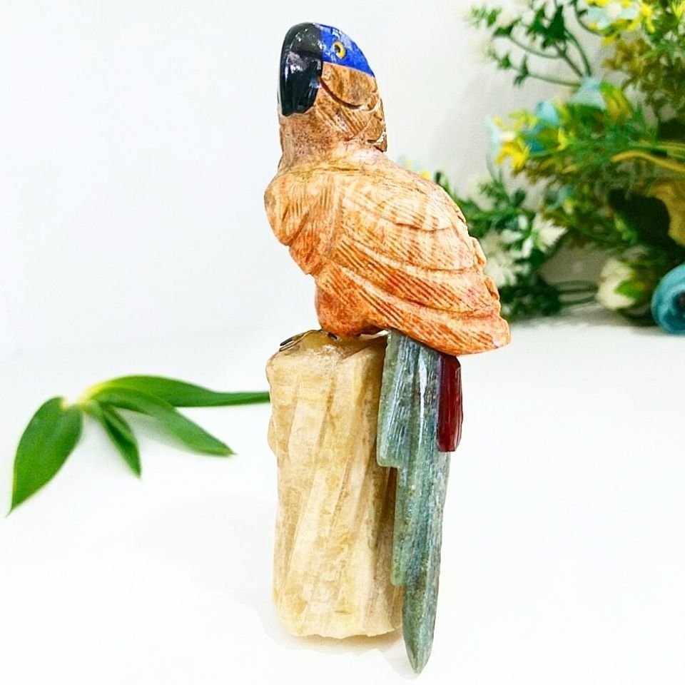 Doğal Taş Carving Papağan Obje - MNR1014