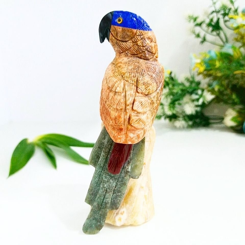 Doğal Taş Carving Papağan Obje - MNR1014