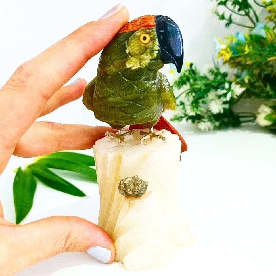 Doğal Taş Carving Papağan Obje - MNR1015