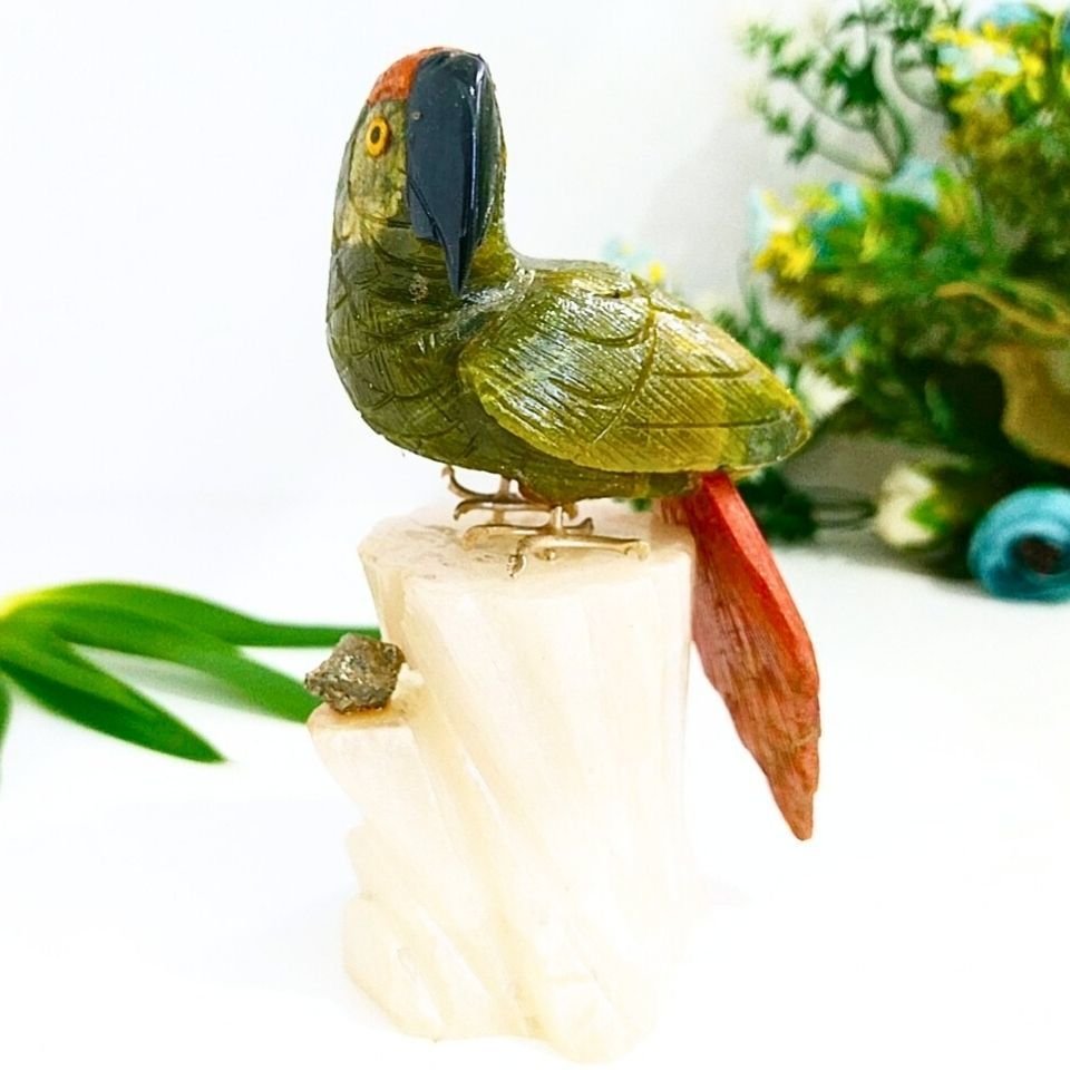 Doğal Taş Carving Papağan Obje - MNR1015
