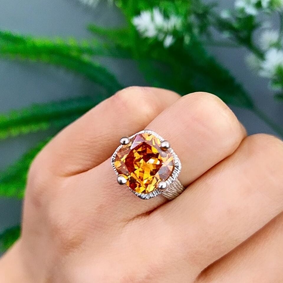 Meksika Topaz Özel Tasarım Doğaltaş Yüzük