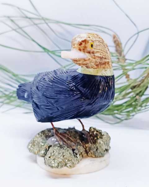 Siyah Turmalin Pirit Carving Elişi Biblo