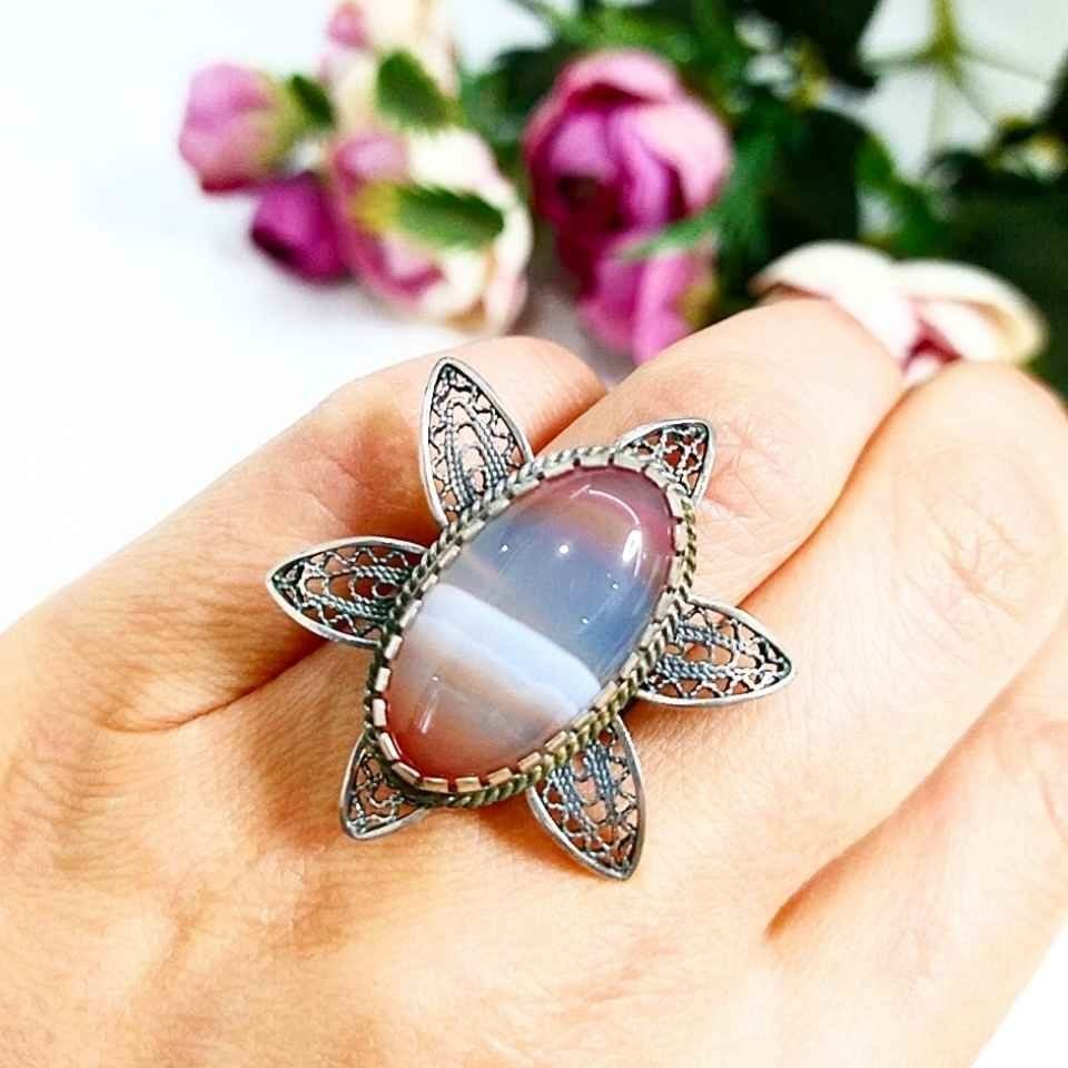 Achatsteinring mit Sonderdesign A01