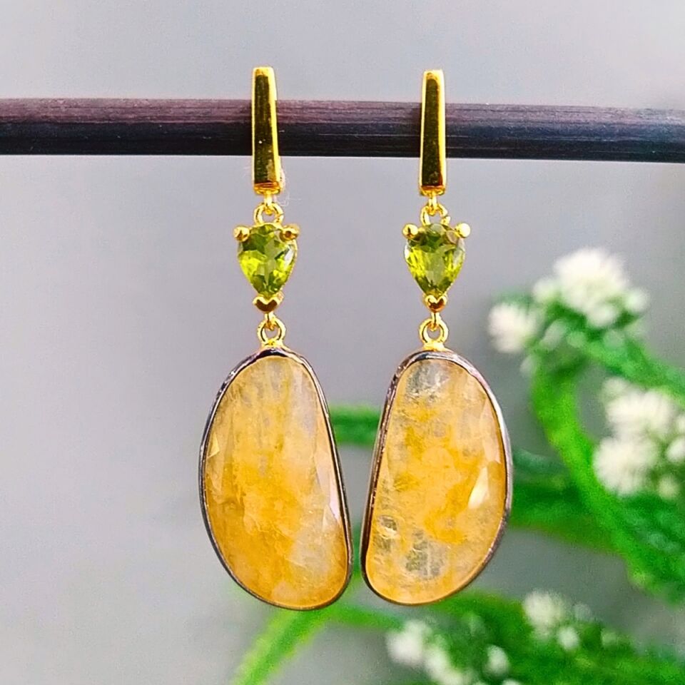 Sarı Safir / Zebercet Özel Tasarım Küpe