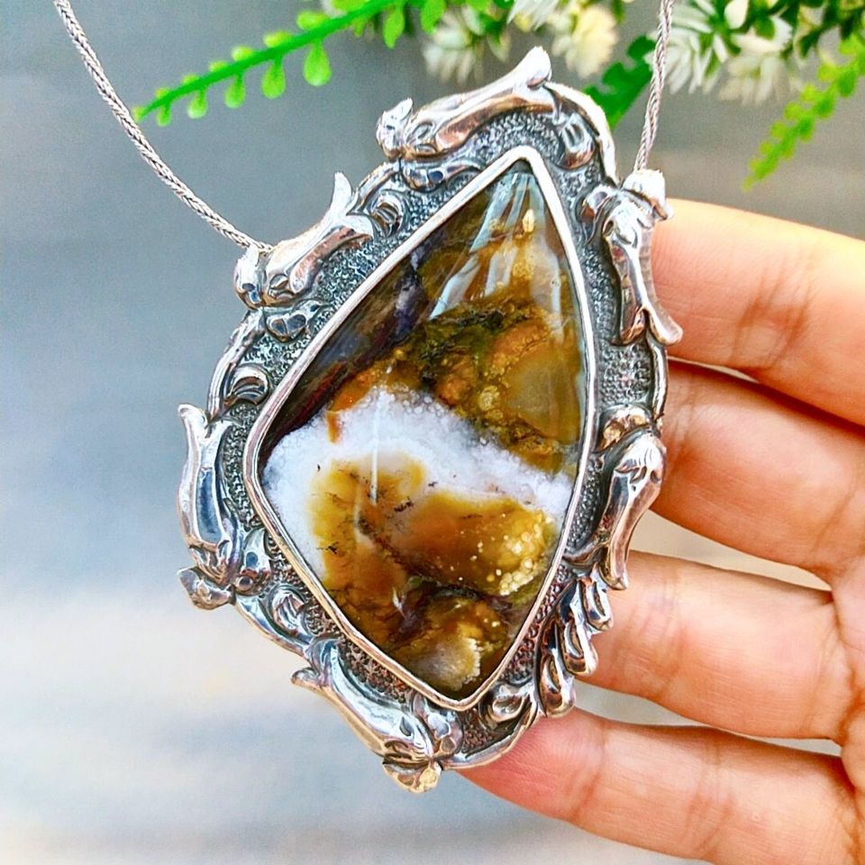 Ağaç Opal Özel Tasarım Doğal Taş Kolye