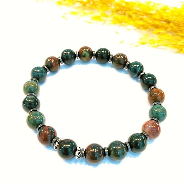 Bloodstone Natural Stone Bracelet 8 mm