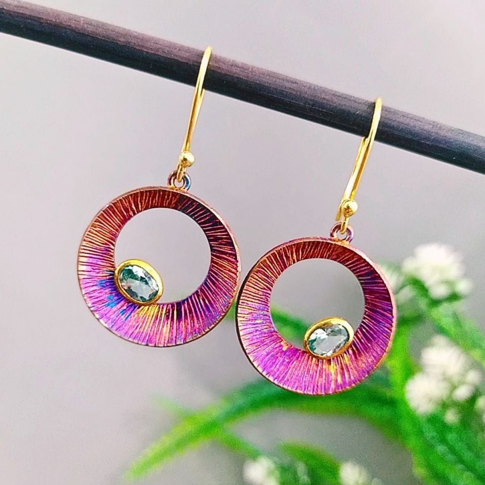 Green Topaz Özel Tasarım Doğal Taş Küpe