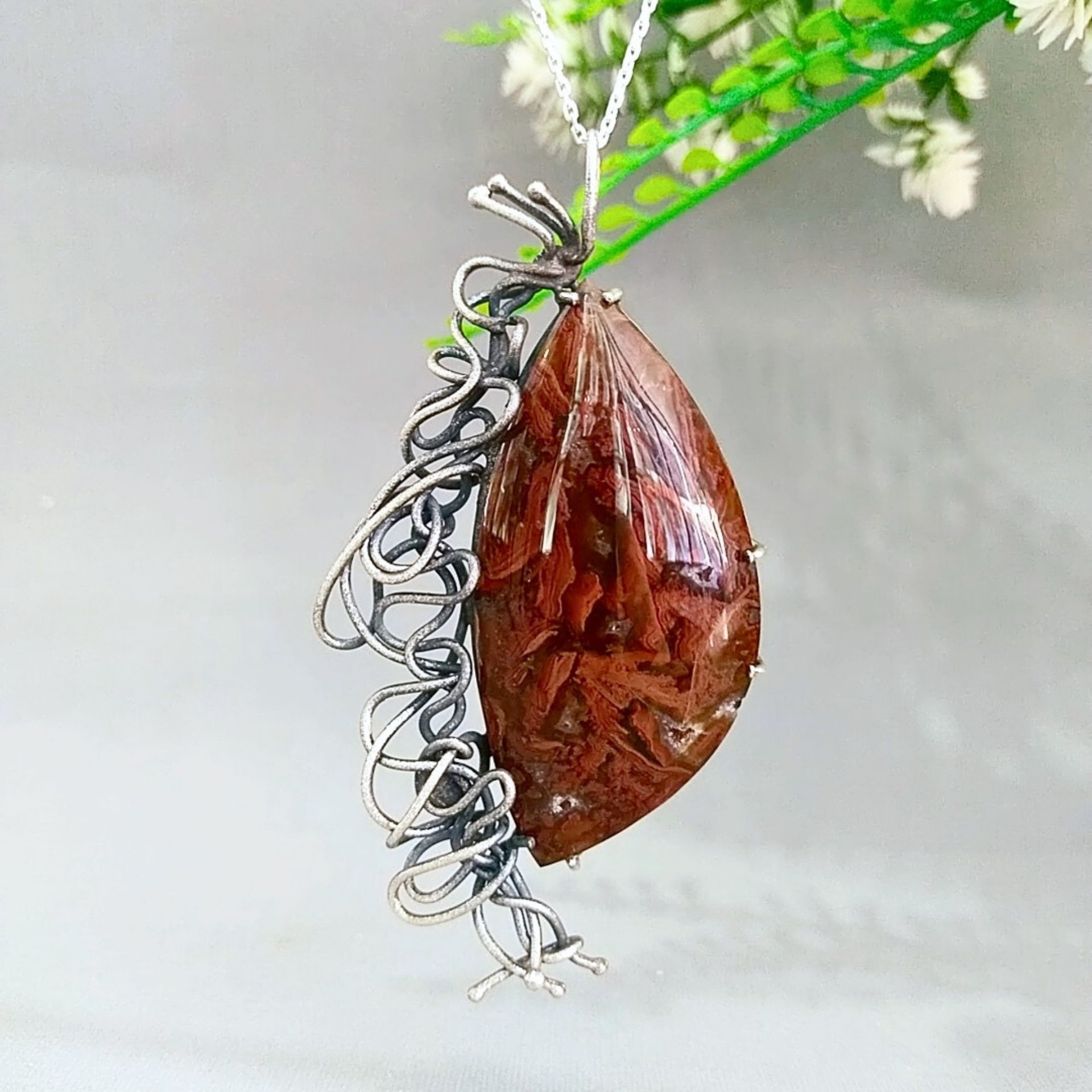 Ağaç Opal Özel Tasarım Doğal Taş Kolye