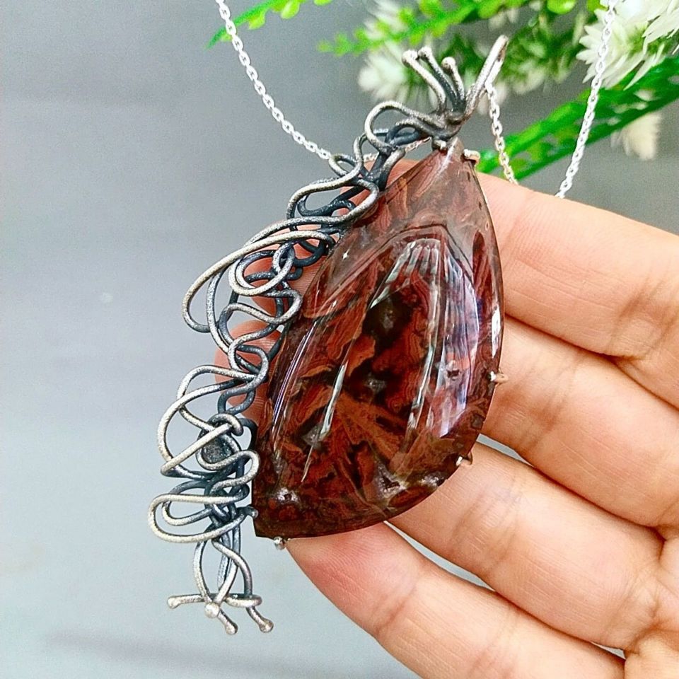 Ağaç Opal Özel Tasarım Doğal Taş Kolye