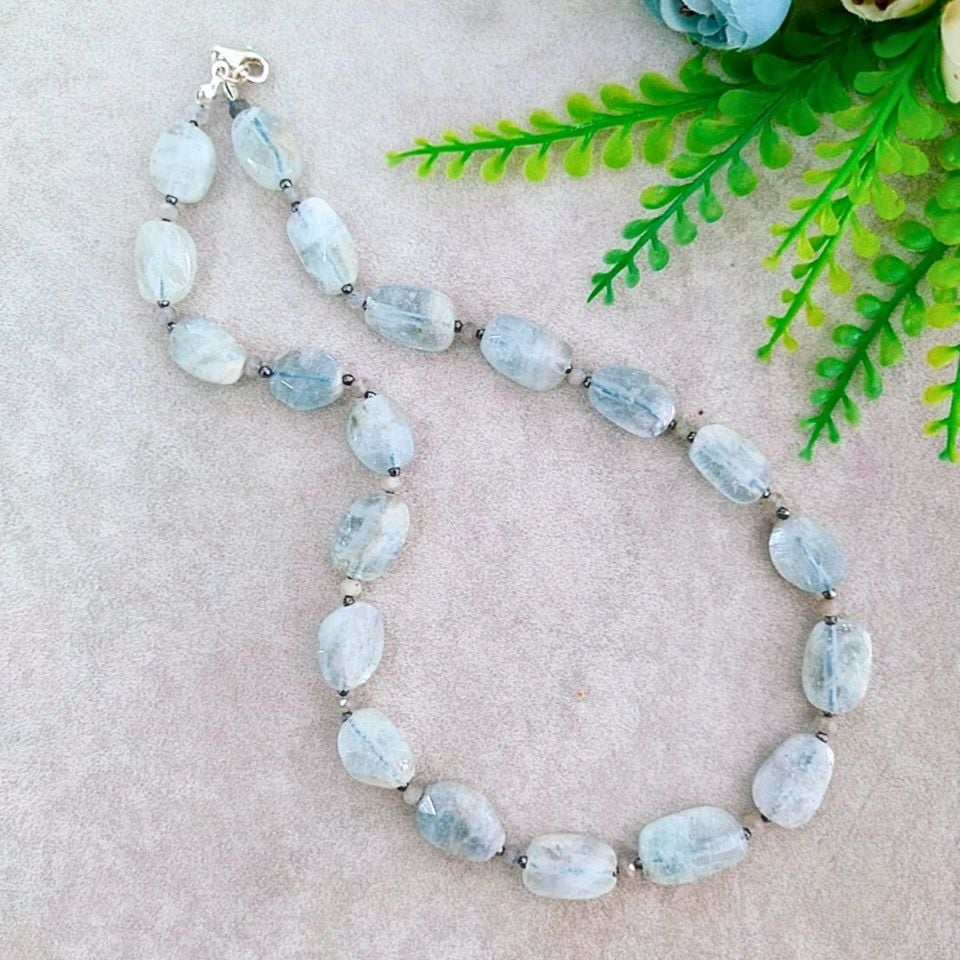 Aquamarine Special Design Natural Stone Necklace T1104