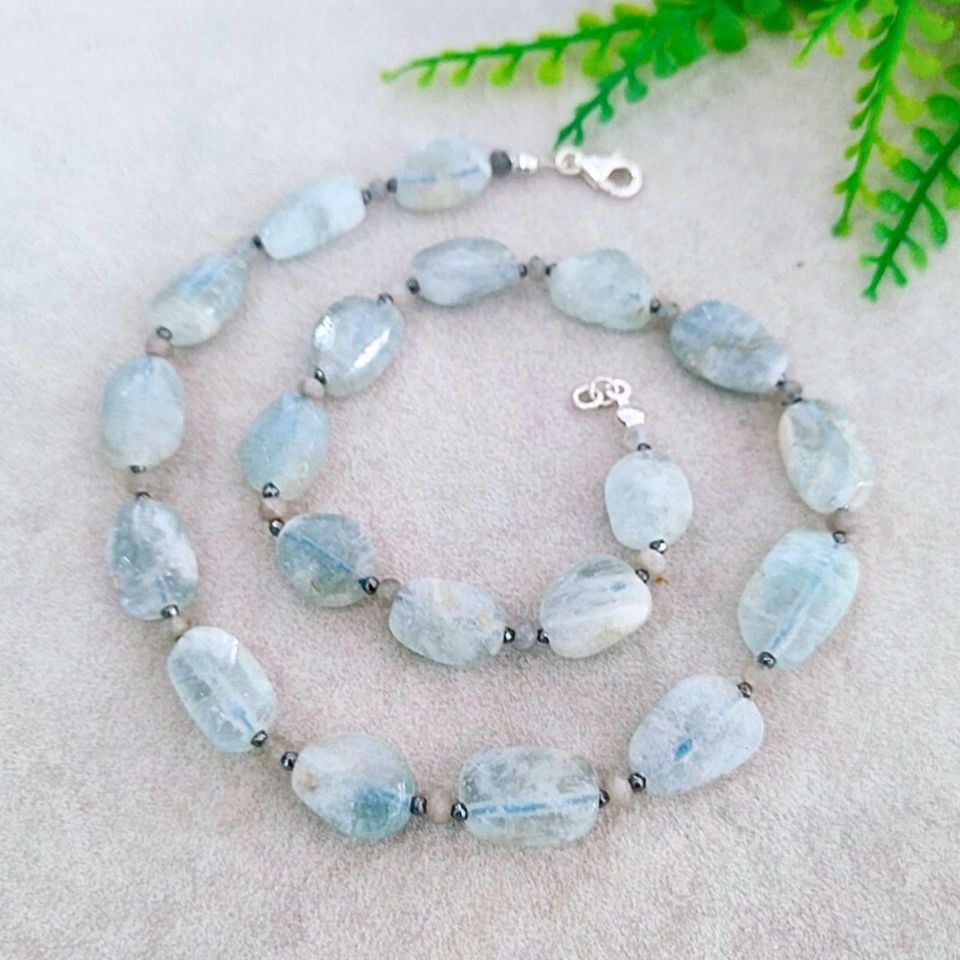 Aquamarine Special Design Natural Stone Necklace T1104