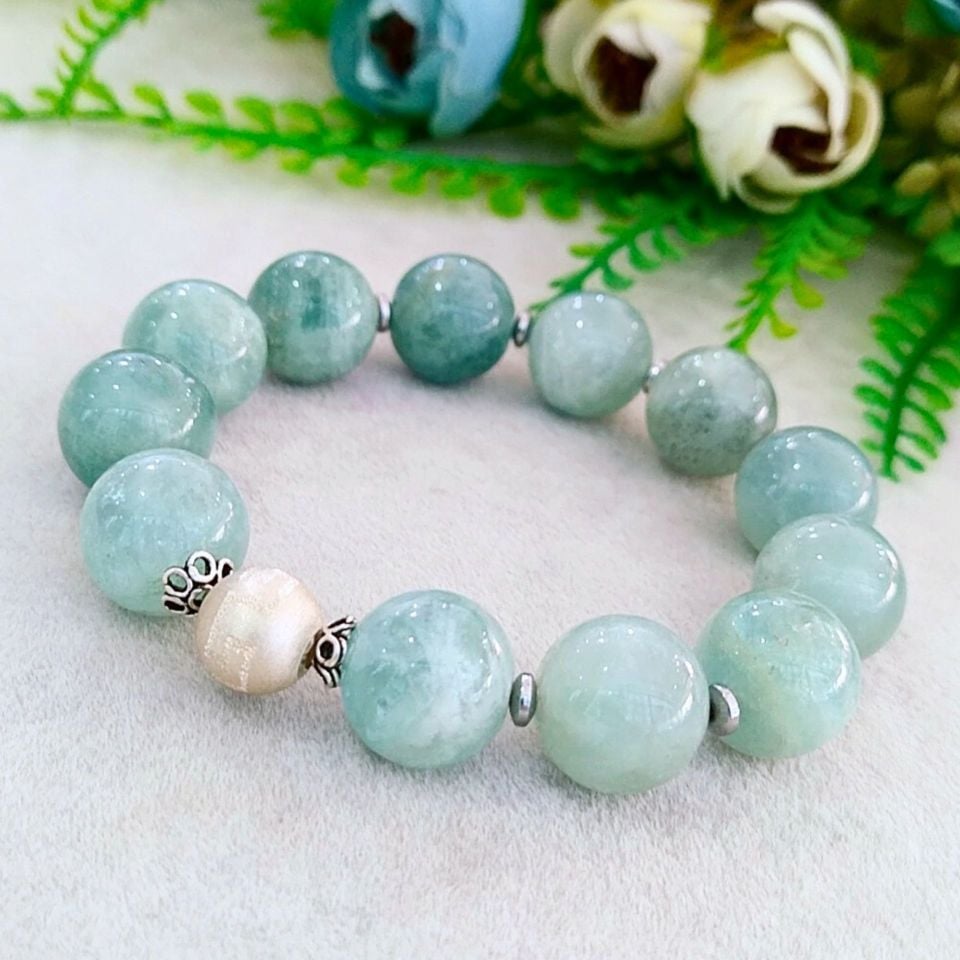 Aquamarin-Sonderdesign-Natursteinarmband B746
