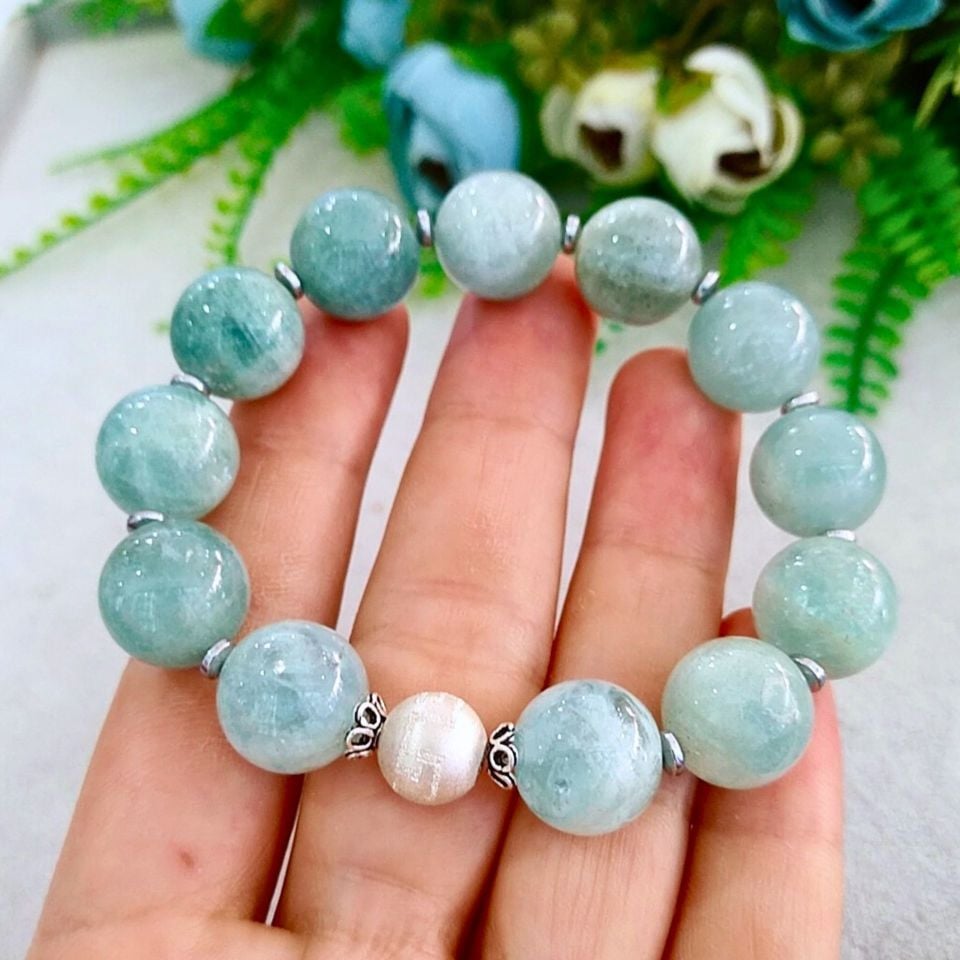 Aquamarin-Sonderdesign-Natursteinarmband B746