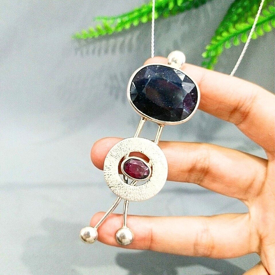 Safir ve Yakut Taşı Özel Tasarım Kolye – TSR1343