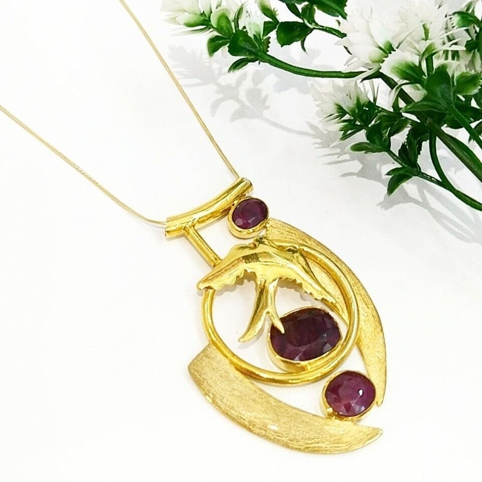 Doğal Yakut Özel Tasarım Kolye – TSR1345