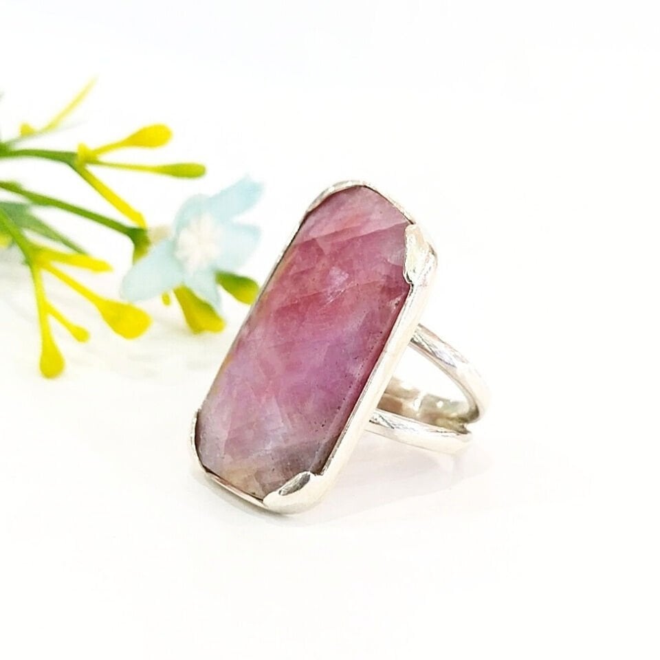 Pembe Safir Özel Tasarım Yüzük - OTS1124
