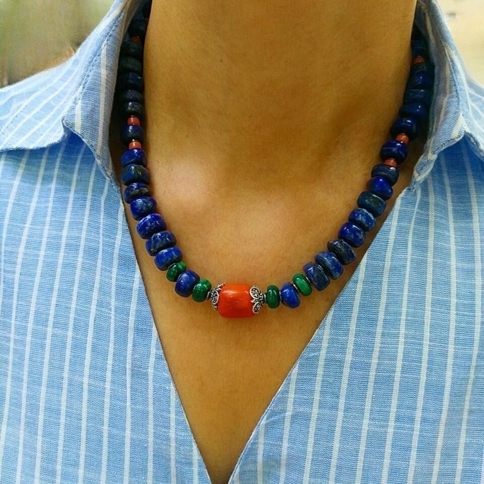 Lapis ve Mercan Doğal Taş Kolye - DKLY310