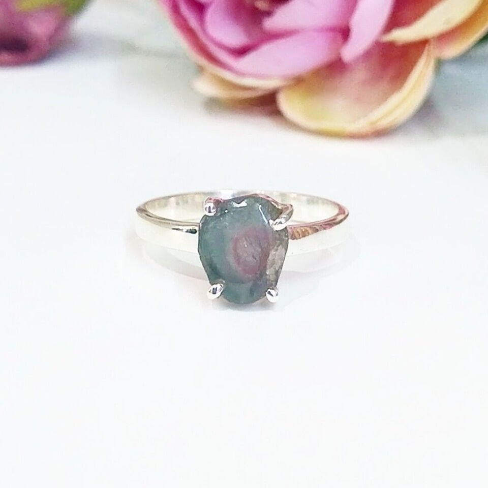 Watermelon Tourmaline Natural Stone Ring - OTS1128