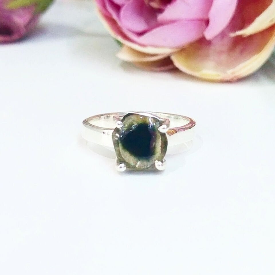 Watermelon Tourmaline Natural Stone Ring - OTS1129