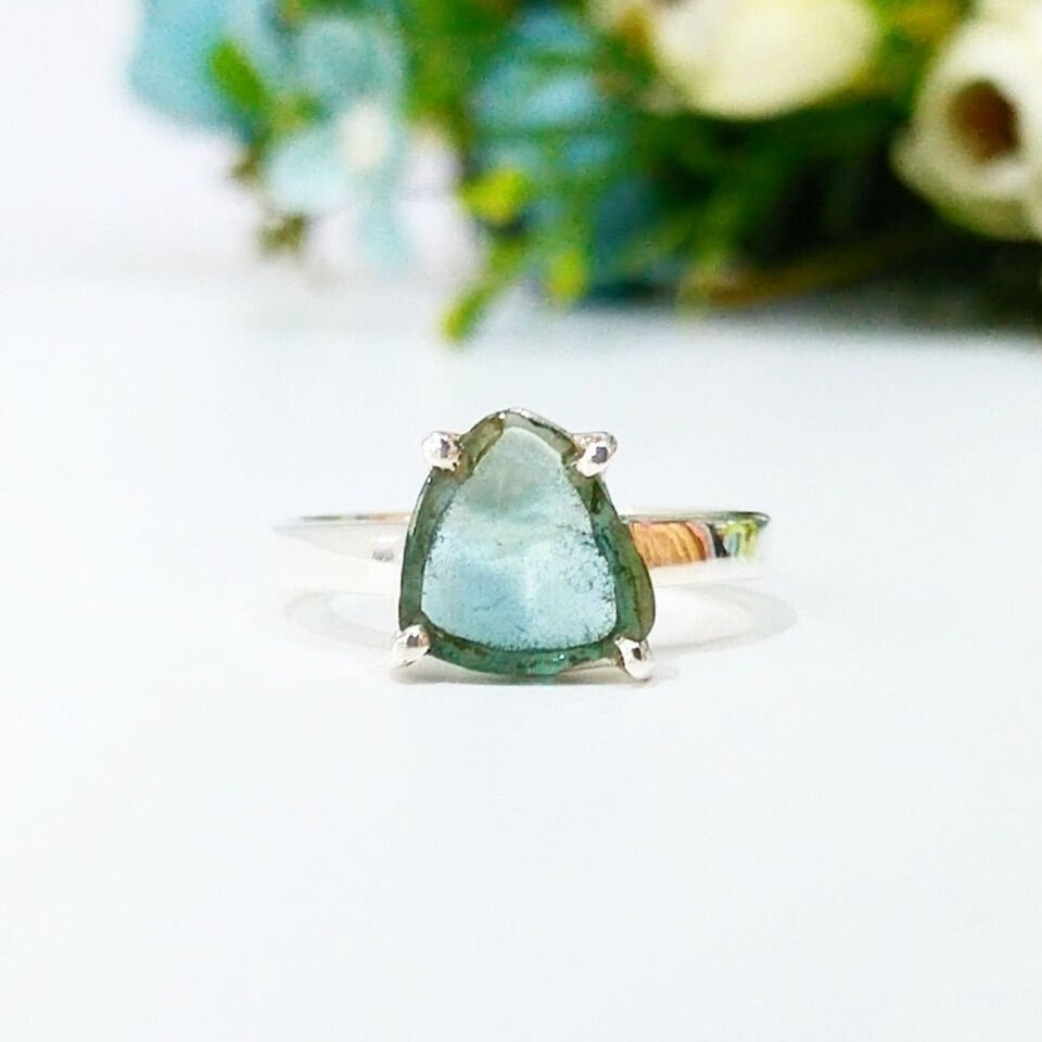Watermelon Tourmaline Natural Stone Ring - OTS1131