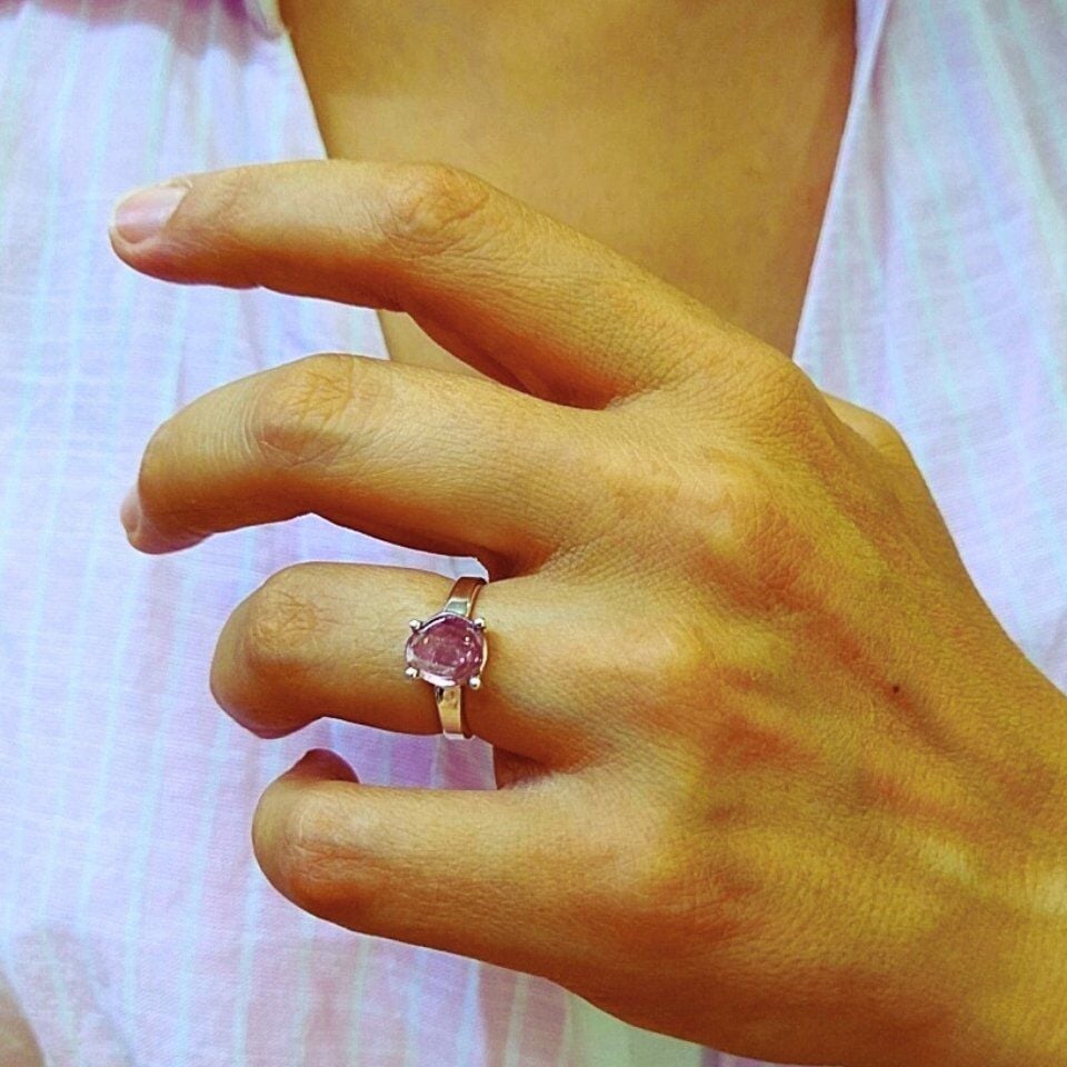 Watermelon Tourmaline Natural Stone Ring - OTS1132