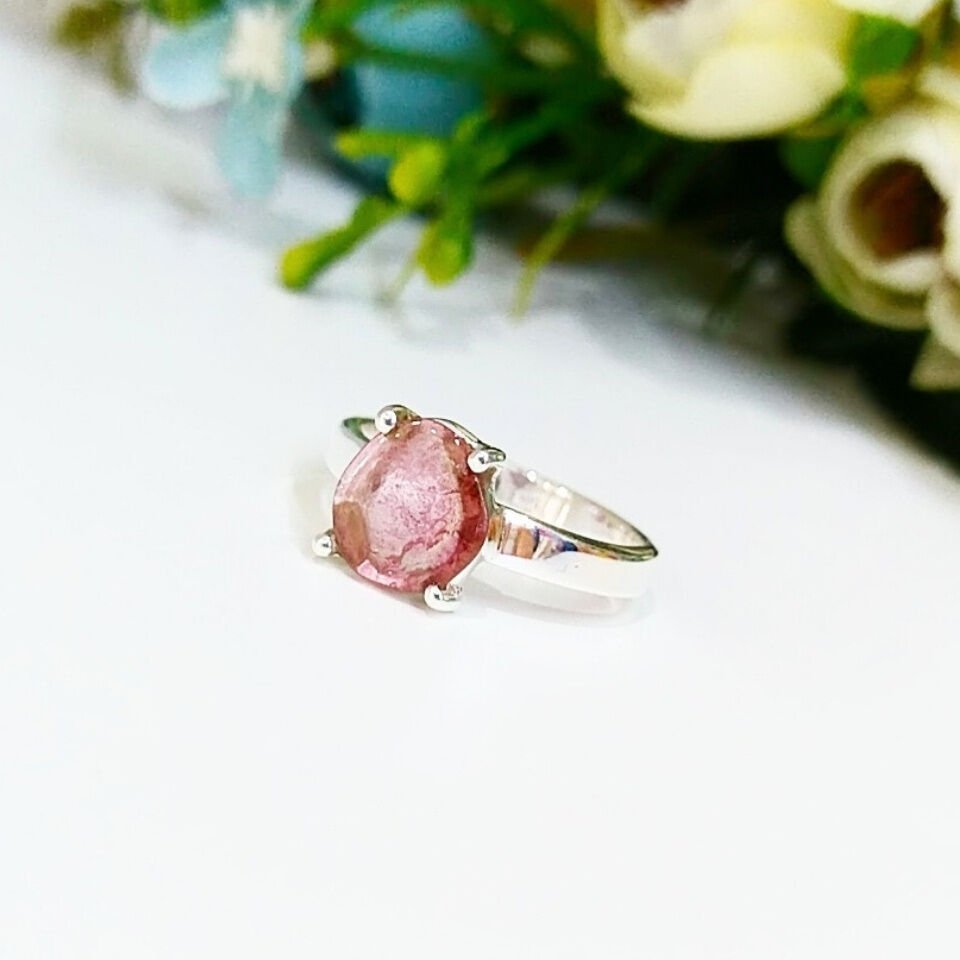 Watermelon Tourmaline Natural Stone Ring - OTS1132