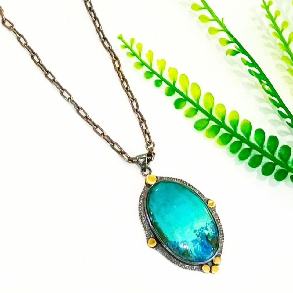 Shattuckite Taşı Özel Tasarım Kolye