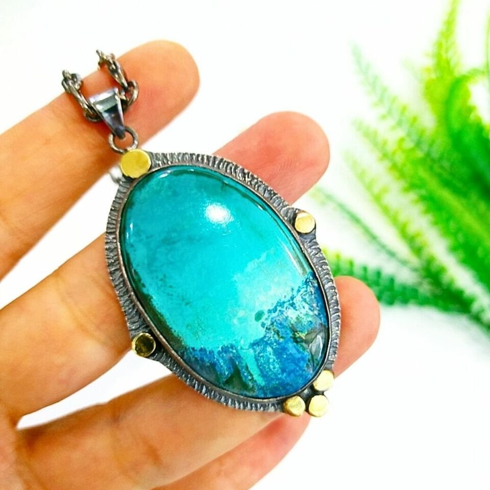Shattuckite Taşı Özel Tasarım Kolye