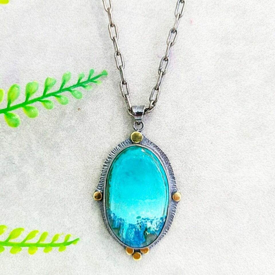Shattuckite Taşı Özel Tasarım Kolye