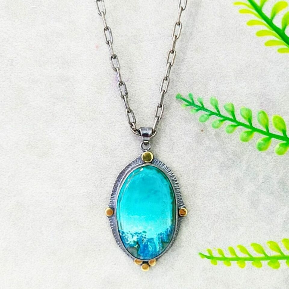 Shattuckite Taşı Özel Tasarım Kolye