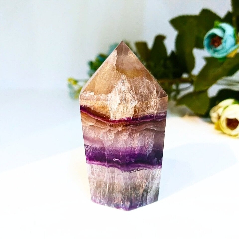 Fluorite Natural Stone Prism Tower - MNR1096