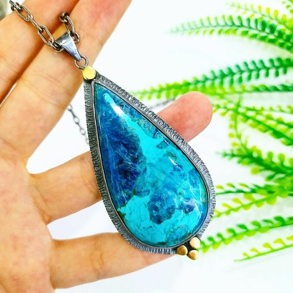Shattuckite Taşı Özel Tasarım Kolye