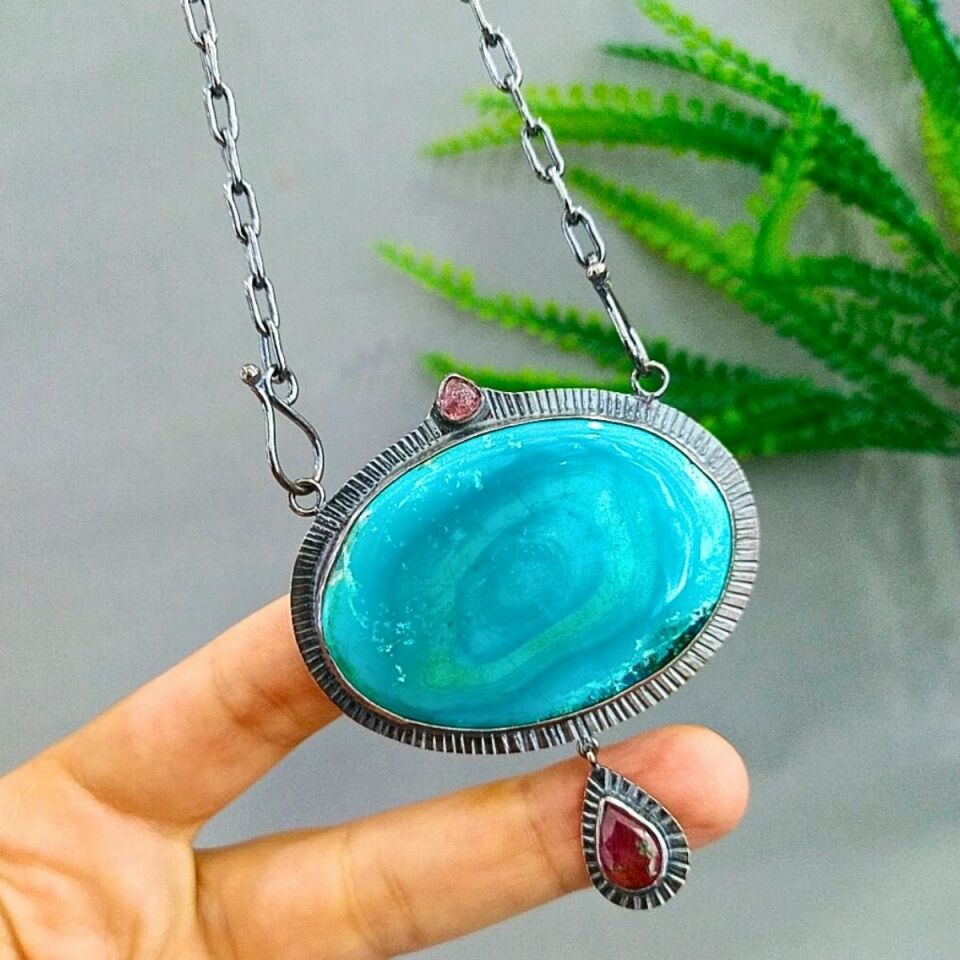 Shattuckite Taşı Özel Tasarım Kolye