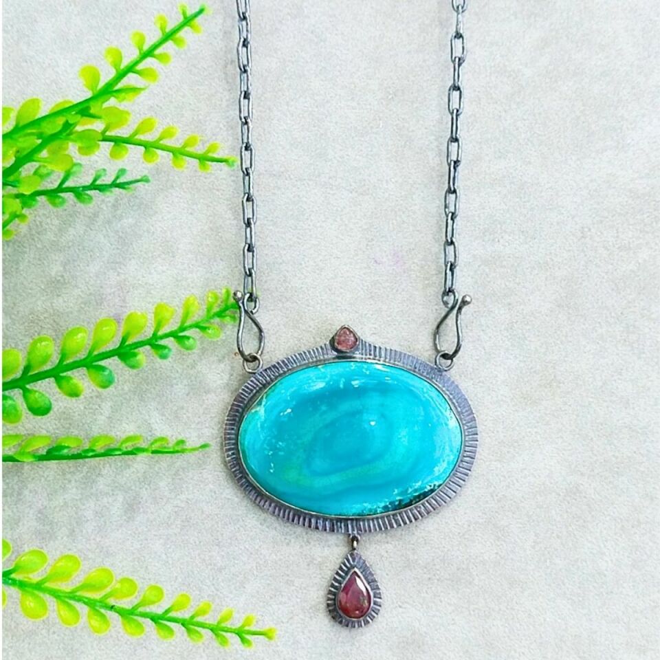 Shattuckite Taşı Özel Tasarım Kolye