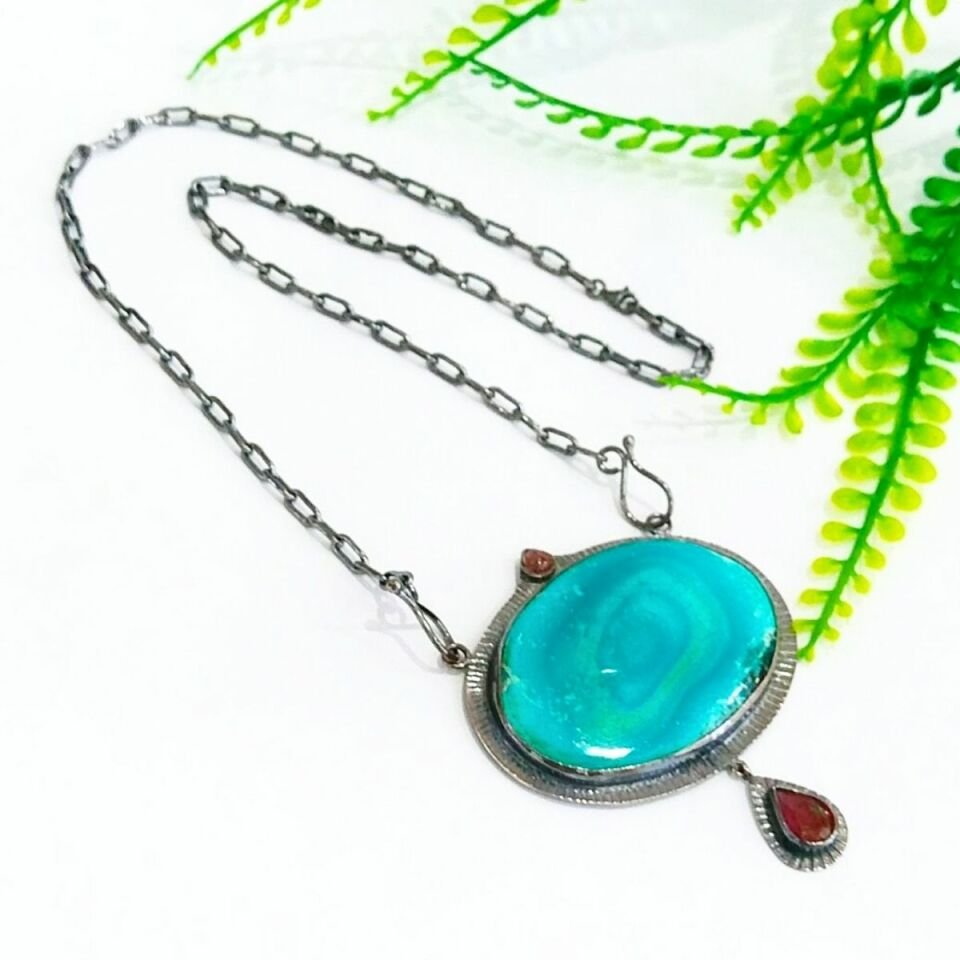 Shattuckite Taşı Özel Tasarım Kolye