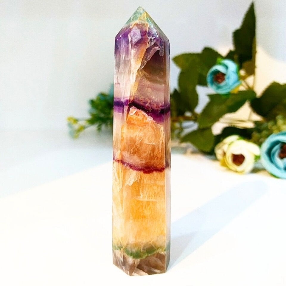 Fluorite Natural Stone Prism Tower - MNR1100