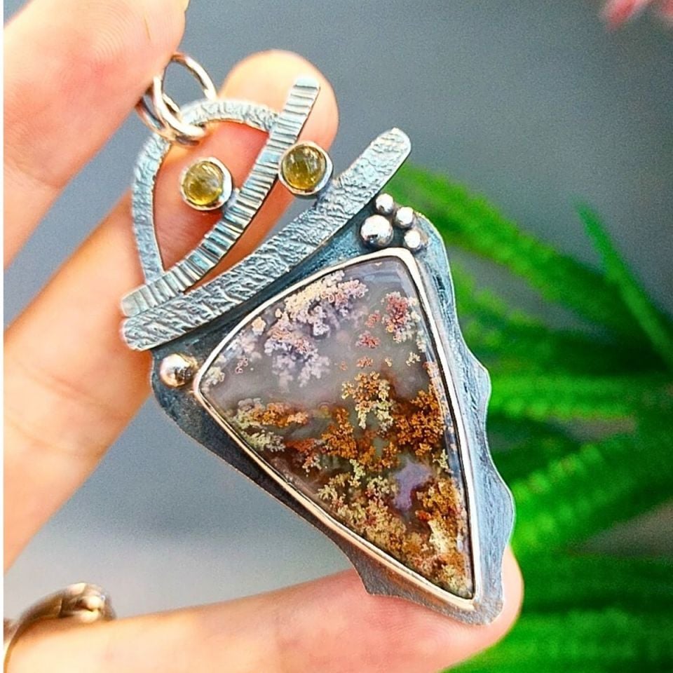 Moss Agate Özel Tasarım Kolye