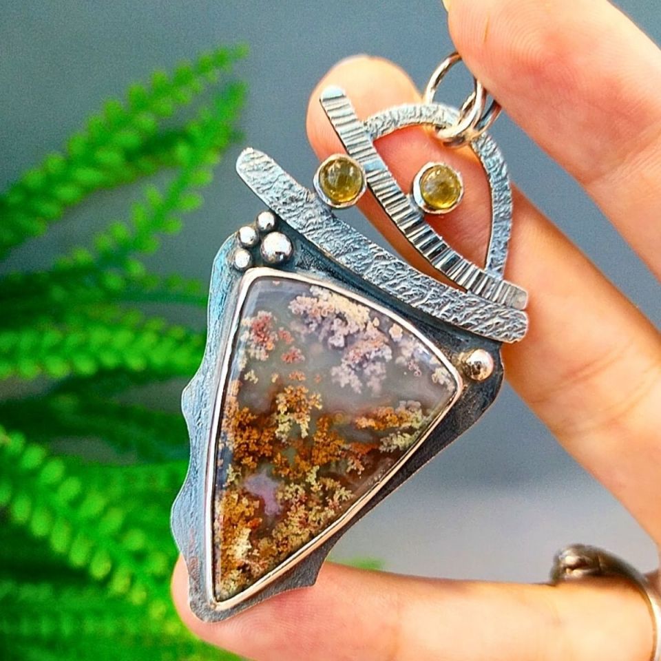 Moss Agate Özel Tasarım Kolye