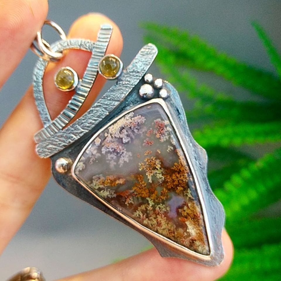 Moss Agate Özel Tasarım Kolye