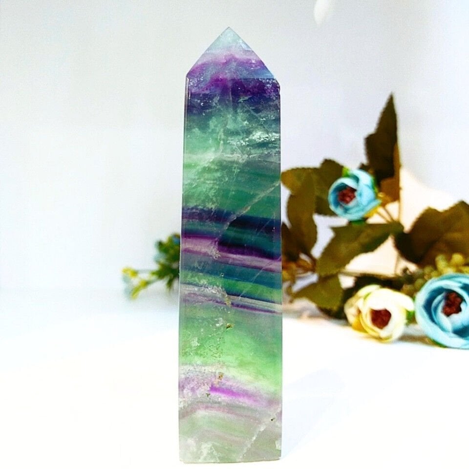 Fluorite Natural Stone Prism Tower - MNR1104