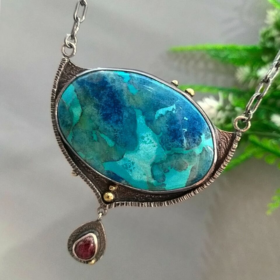 Shattuckite Taşı Özel Tasarım Kolye