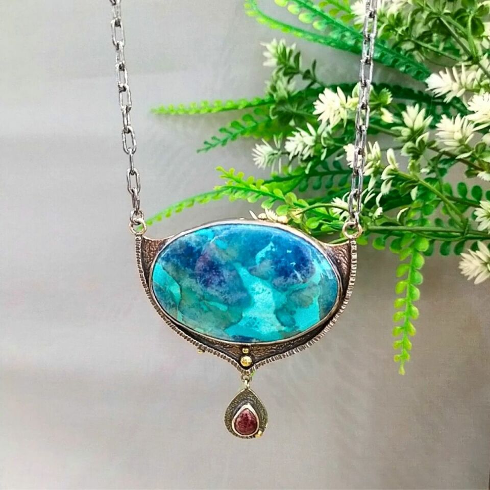 Shattuckite Taşı Özel Tasarım Kolye